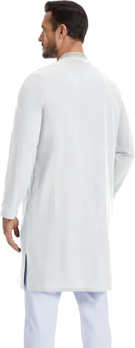 Vista 2 de LVCBL Muslim Thobe para hombres Caftán para hombres Hombres Islamic Thobe Mens Kaftan Blanco