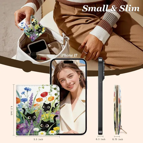 Vista 3 de Toughergun Billetera para mujer, con bloqueo Rfid, pequeña, compacta, plegable, de lujo, de cuero, con bolsillo para mujer, minivestido con ventana