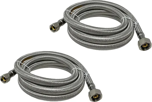 Vista 7 de PROCURU - Conector de manguera de grifo FIP de 12 pulgadas (1 pie) x 3/8 pulgadas Comp x 1/2 pulgadas, línea de suministro trenzada de acero