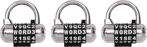 Vista 10 de Master Lock 1534D Candado para casillero, establece tu propia palabra de combinación, paquete de 1, colores surtidos
