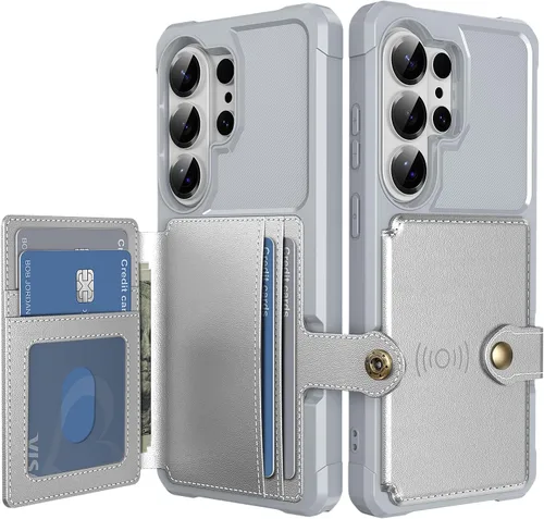 Vista 136 de Funda para Samsung Galaxy S21 Ultra con tarjetero, compatible con soporte magnético para automóvil, resistente a los golpes, resistente, suave, TPU