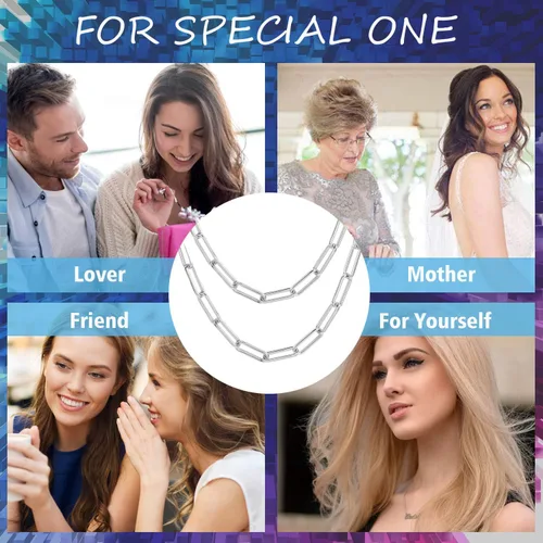 Vista 6 de BOUTIQUELOVIN - Collar de cadena de eslabones, de oro de 14 quilates, para mujeres y niñas