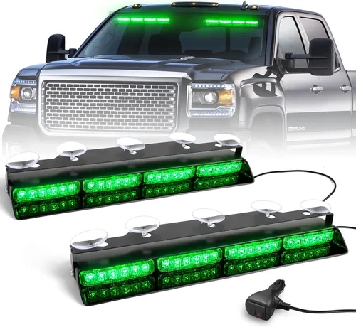 Vista 17 de HLauto Luces estroboscópicas de emergencia 6Z4J: luces de seguridad blancas ámbar de 2 x 16.8 pulgadas, 48 luces LED intermitentes de advertencia