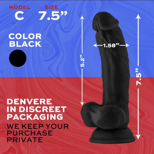 Vista 4 de Modelo C - Consolador realista curvado hacia abajo con bolas, juguetes sexuales de silicona líquida de doble densidad para mujeres y hombres