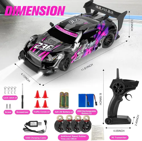 Vista 8 de Auto de Derrape RC, Coches RC de Derrape a Escala 1:16, Auto de Carreras RC 4WD de 2.4GHz, Vehículo de Derrape de Control Remoto de Alta Velocidad