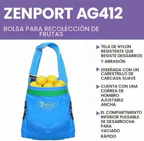 Vista 6 de Zenport, Bolsa de recolección de frutas Agrikon AG412 de 65 libras, cosecha de manzanas/cítricos