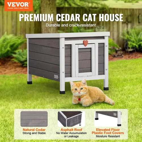 Vista 2 de VEVOR - Casa de gatos al aire libre resistente a la intemperie, refugio para gatos ferales para múltiples gatos, casa de gatos y conejos al aire
