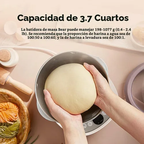 Vista 3 de Bear - Máquina de masa eléctrica de 3.7 cuartos de galón con función de fermentación, fabricada con acero inoxidable 304 para pizza y masa de pan