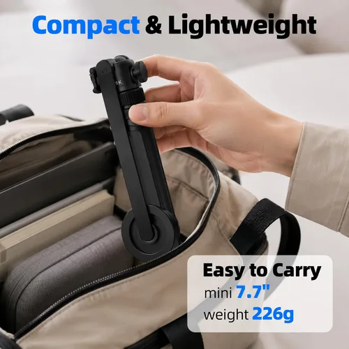 Vista 4 de PHOPIK Trípode magnético para teléfono selfie stick de 35 pulgadas, trípode extensible para teléfono con zapata fría y control remoto, compatible