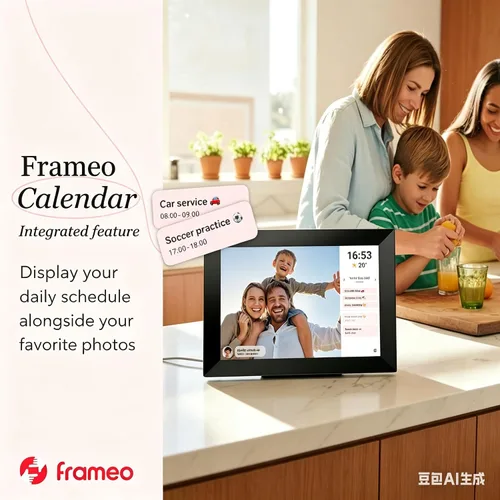 Vista 5 de Frameo - Marco de fotos digital WiFi de 10.1 pulgadas con almacenamiento de 32 GB, pantalla táctil IPS HD de 1280 x 800P, envía fotos/videos desde