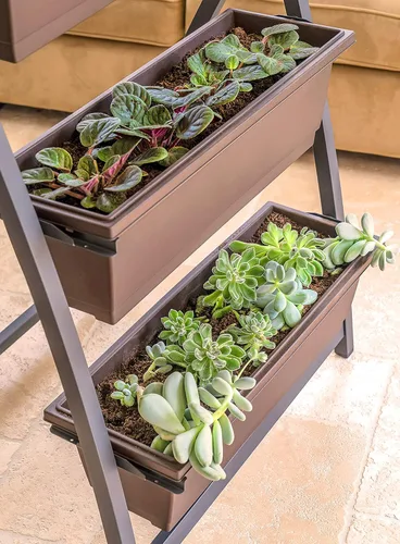 Vista 8 de Outland Living Jardinera elevada de 6 pies – Jardinera vertical independiente con 4 cajas de contenedores, buena para patio o balcón