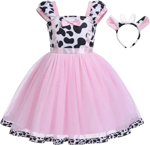Vista 2 de IWEMEK - Maillot de ballet con diadema para niña con lunares, disfraz con diadema, leotardo