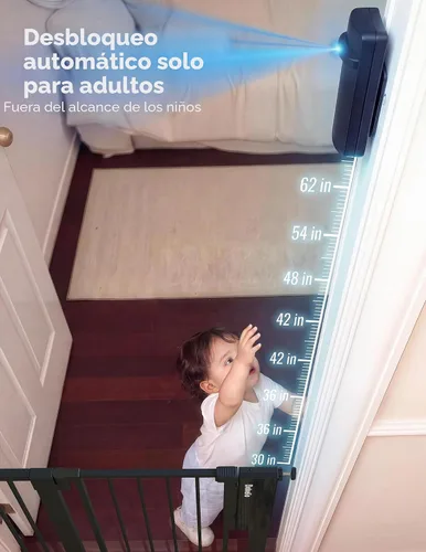 Vista 3 de Babelio - Puerta inteligente para bebé con apertura automática/cierre, montada a presión, sin taladro, para puertas/parte superior de escaleras.