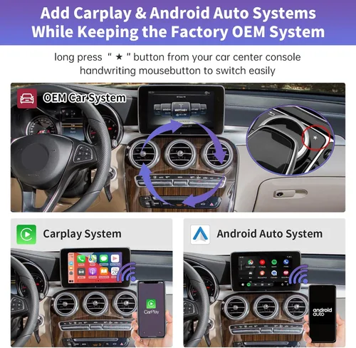 Vista 3 de Decodificador inalámbrico de interfaz CarPlay para Mercedes-Benz NTG5.0 Para B/C/E/G/S/V/GLC/CLA/GLA/GLE/GLS Class (2015-2018), compatible