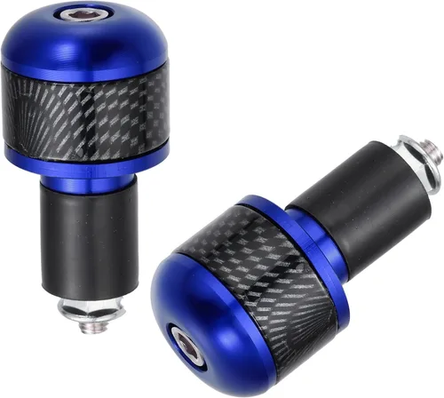 Vista 6 de X AUTOHAUX 1 par 7/8 "0.866 in azul motocicleta manillar extremo agarres barra extremos tapón tapón fibra de carbono patrón para motocicleta