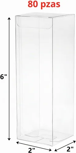Vista 2 de Peohud 80 cajas transparentes para regalos, 2 cajas transparentes de 2 x 2 x 6 pulgadas, cajas de embalaje de plástico con chocolate macarrón