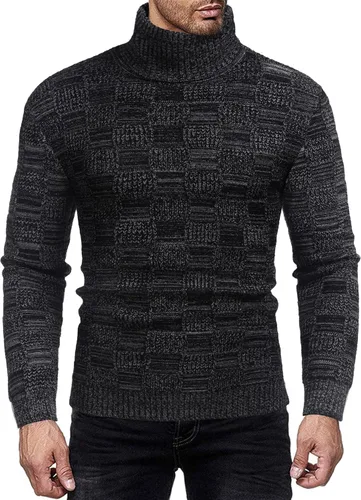 Vista 2 de COOFANDY Suéter de punto de cuello alto para hombre