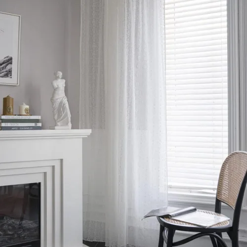 Vista 6 de AMZALI Cortinas bohemias de encaje floral de ganchillo semiopacas con bolsillo para barra, cortinas de granja para sala de estar y dormitorio, 2