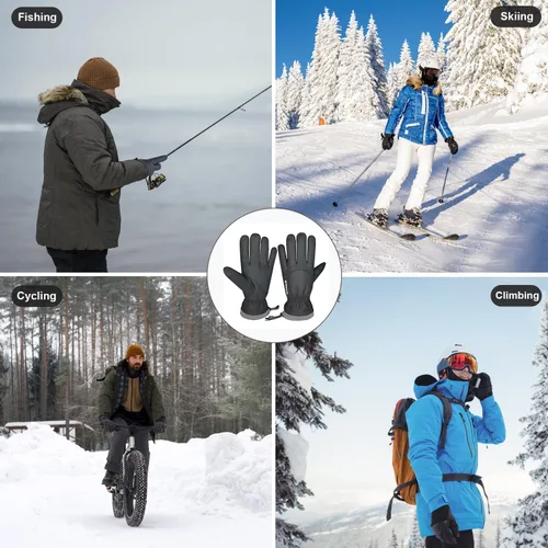 Vista 7 de Guantes de esquí impermeables de invierno para hombres y mujeres, resistentes al viento, para pantalla táctil, guantes de nieve, clima frío y cálido