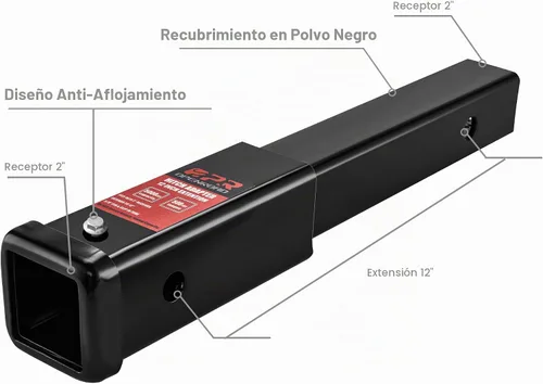 Vista 4 de OPENROAD - Extensor de enganche de 12 pulgadas para receptor de 2 pulgadas