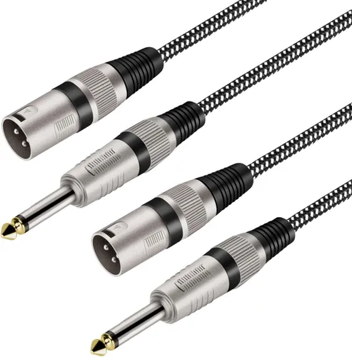 Vista 7 de XLR macho a cable TS de 1/4 pulgada de 3 pies, cable de micrófono de interconexión desequilibrado de 6,35 mm de un cuarto de pulgada, conductores