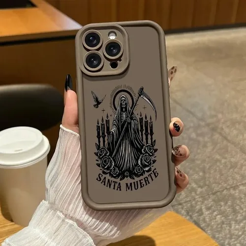 Vista 4 de Santa Muerte Grim Reaper Skull Phone Case，Black：Fits iPhone 14 Pro Max Negro