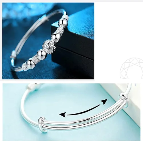 Vista 5 de Pulsera giratoria de cuentas de plata de ley 925 para mujer, para ansiedad, descomprimir libremente, herramientas abiertas, inspiraciones