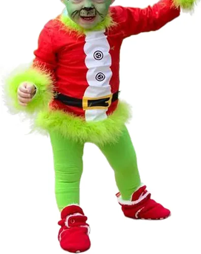Vista 4 de Disfraz de Navidad para niños pequeños disfraz de Navidad conjunto de ropa de fiesta de cosplay de Papá Noel