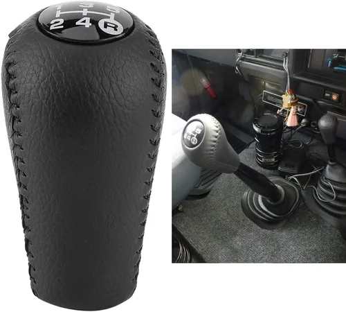 Vista 4 de 33504-20120-C0 - Pomo de palanca de cambios de cuero negro con gran sensación de mano, palanca de cambios para Toyota 4Runner/Pickup/Hilux Surf/Land