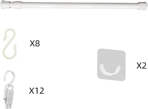 Vista 5 de Organizador de sombreros para gorras de béisbol, perchas para sombreros para armario con 12 clips y 8 ganchos, soporte para sombreros con varilla