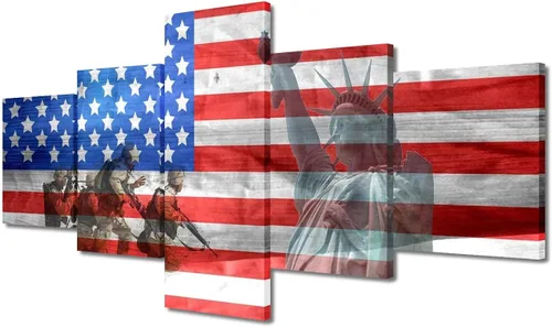 Vista 39 de Arte de pared para sala de estar, imágenes de la bandera estadounidense, impresión en lienzo, arte de pared militar de Estados Unidos de la Segunda