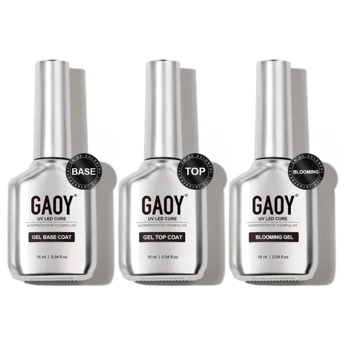 Vista 11 de GAOY 16ml 4 Piezas Juego de Capa Superior de Gel Brillante y Capa Base, Sin Limpieza, Combinación para Esmalte de Uñas con Curación UV