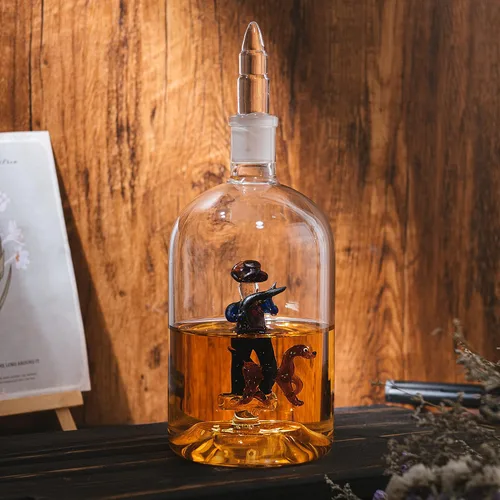 Vista 6 de Decantador de vino y whisky, regalos de caza para hombres, hombre con perro, decantador de 25.4 fl oz, bourbon whisky, único para él, juego