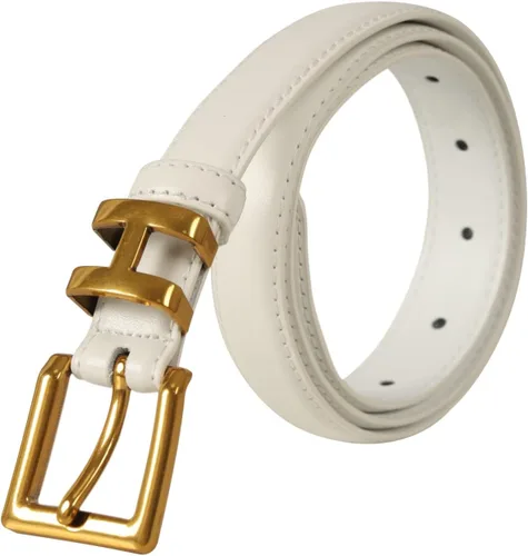Vista 194 de Cinturón de cuero clásico con hebilla de metal para mujer con vestido de jeans