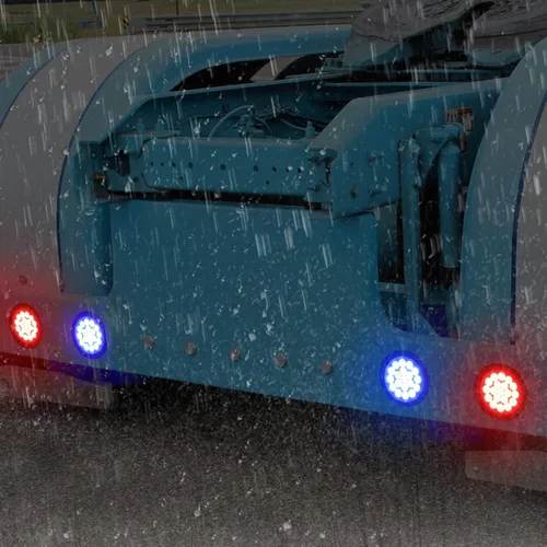Vista 7 de Partsam 2 luces traseras redondas de doble revolución de 4 pulgadas a luces auxiliares azules, 19 diodos con ojales de goma de 3 clavijas