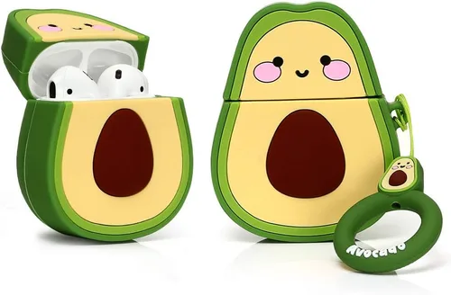 Vista 5 de Airpods - Funda de silicona divertida para Apple Airpods 1 y 2 [Serie de frutas y vegetales] [Mejor regalo para niñas, niños o parejas] (Fresa 3D)