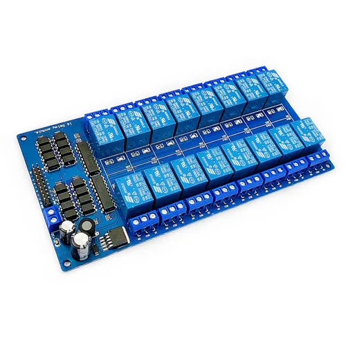 Vista 8 de DEVMO Módulo de placa de interfaz de relé de 12 V y 16 canales Optoacoplador LED LM2576 Power Compatible con Ar-duino DIY Kit PiC ARM AVR