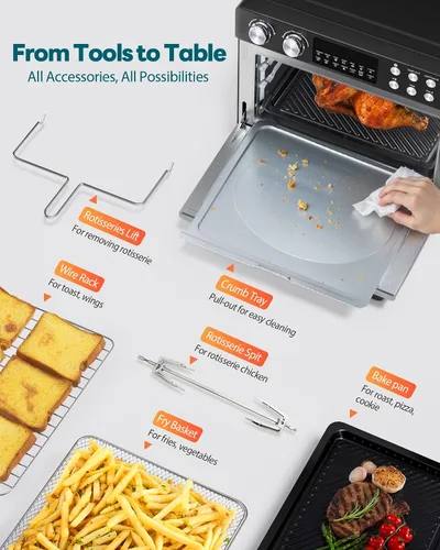 Vista 6 de Combo de horno tostador y freidora de aire de 28 cuartos de galón Negro