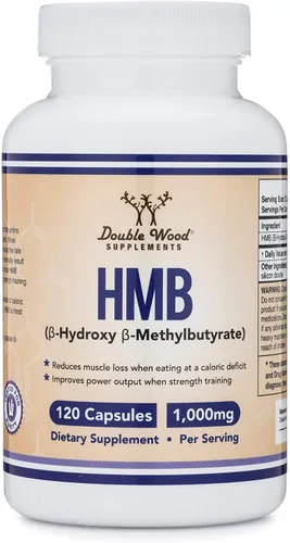 Vista 6 de Double Wood Supplements Suplemento HMB, probado por terceros, sin OMG, sin gluten, 120 cápsulas, 1000 mg por porción, 500 mg por cápsula
