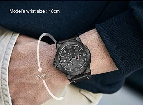 Vista 5 de NAVIFORCE Fecha Cuarzo Hombres Casual Militar Deportes Japón Movimiento de Cuarzo Relojes de Pulsera de Cuero Genuino Gery