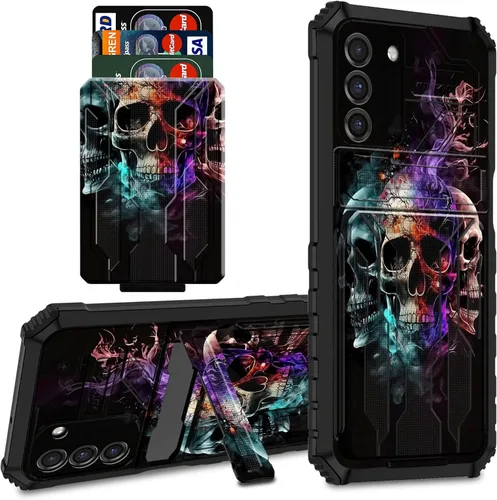 Vista 18 de Funda protectora de TPU suave para Samsung Galaxy A03S con soporte para tarjeta de crédito y soporte de doble capa de policarbonato duro de TPU