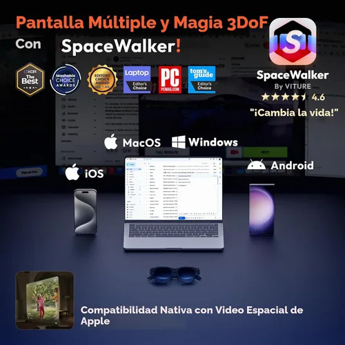 Vista 7 de VITURE Gafas Pro XR/AR, pantalla de 135 pulgadas, 120 Hz, 1000 nits, audio Harman, película electrocrómica, ajustes de miopía, para iPhone