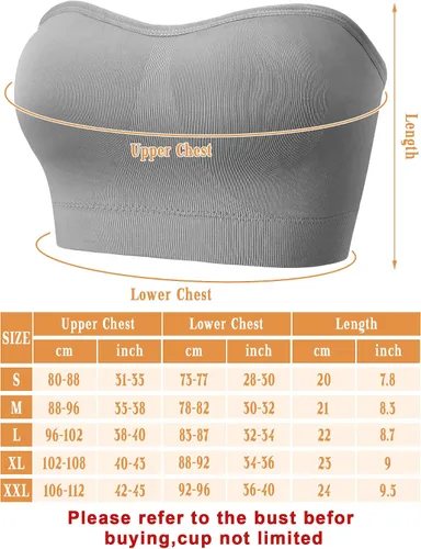 Vista 3 de Geyoga Paquete de 4 brasieres bandeau para mujer con forro antideslizante, brasier deportivo acolchado sin tirantes, sin costuras, bralette