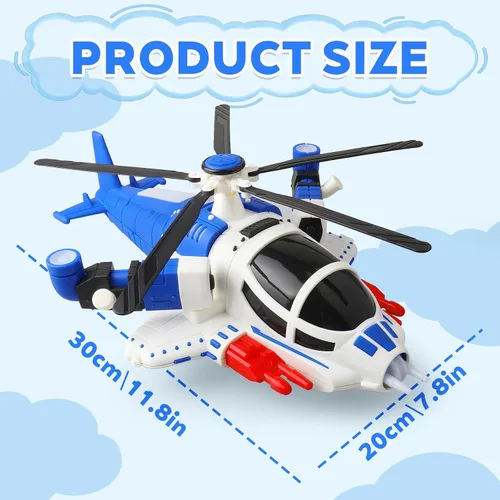 Vista 8 de Helicóptero de juguete con luces para niños pequeños, avión de juguete giratorio 360° con música y Bump & Go, regalo de cumpleaños para niños de 3 a