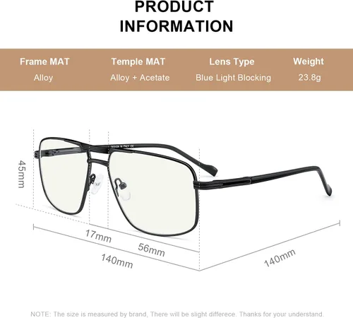 Vista 4 de Gafas de lectura para hombre, cuadrado, doble puente, bloqueo de luz azul, para lectura de computadora