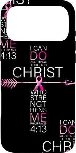 Vista 22 de Breast Cancer Phone Cases Women Philippians 4:13 Pink Cancer Case for iPhone 17
