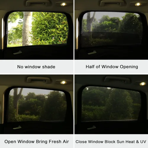 Vista 4 de Paquete de 2 cubiertas de malla para ventana de automóvil de 34" a 43", protector solar de pantalla de ventana lateral para automóvil para camping