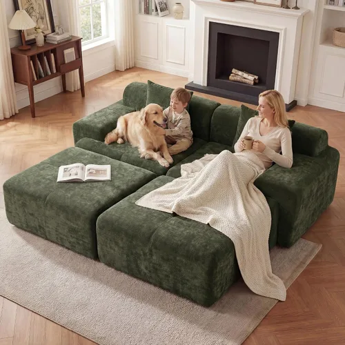 Vista 18 de Sofá modular de 84 pulgadas, sofá sin hueso de asiento profundo de Beige