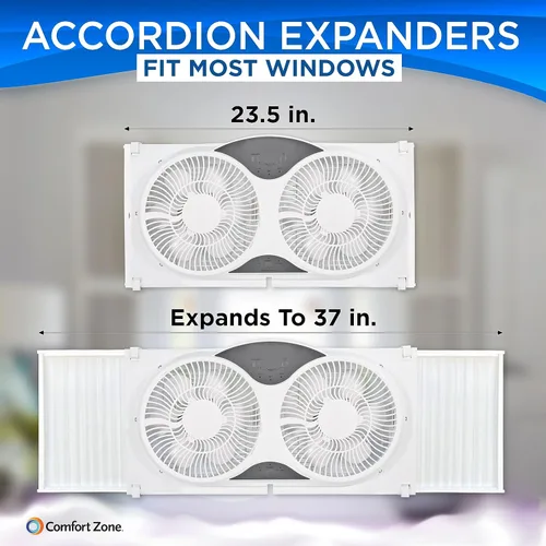 Vista 9 de COMFORT ZONE - Ventilador inteligente WiFi de 9 pulgadas para ventana doble, ventilador de doble hoja de 3 velocidades con aplicación y control