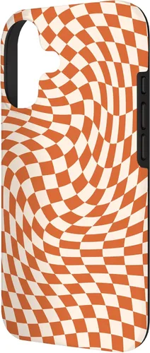 Vista 2 de Carcasa con patrón de remolino a cuadros naranja para iPhone 17